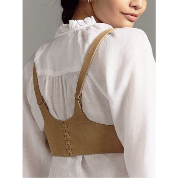 Anthropologie Harness Corset Belt Women Size XS NWT Leather Sand Sexy Cowgirl main image 7